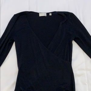 Black Deep-V Longsleeve Aritzia Bodysuit